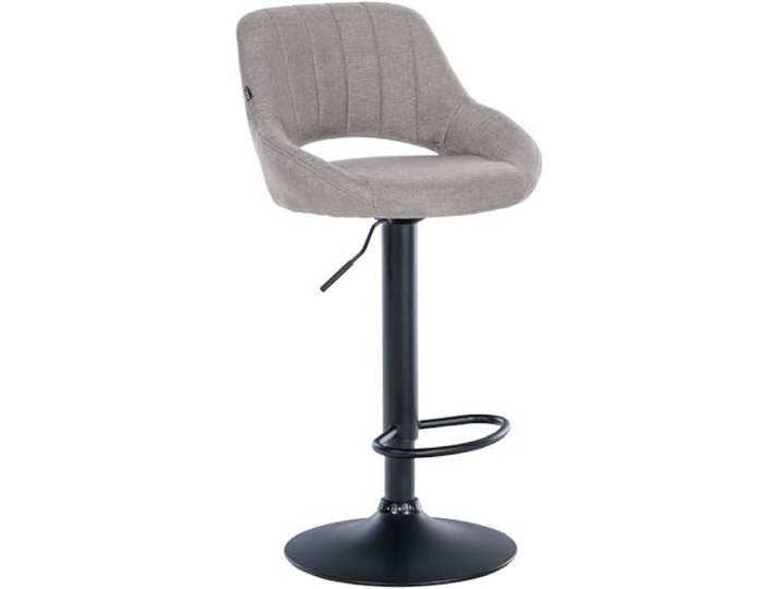 CLP Barhocker höhenverstellbar mit Lehne Milet, Barstuhl gepolstert Stoffbezug, Tresenstuhl mit Metallgestell drehbar, Farbe: grau, Gestellfarbe: schwarz