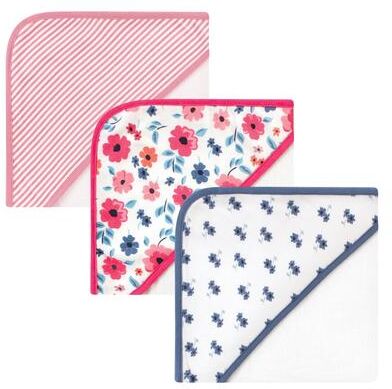 Touched by Nature Baby Girl Organic Cotton Hooded Towels, Garden Floral, One Size - Garden Floral - One Size