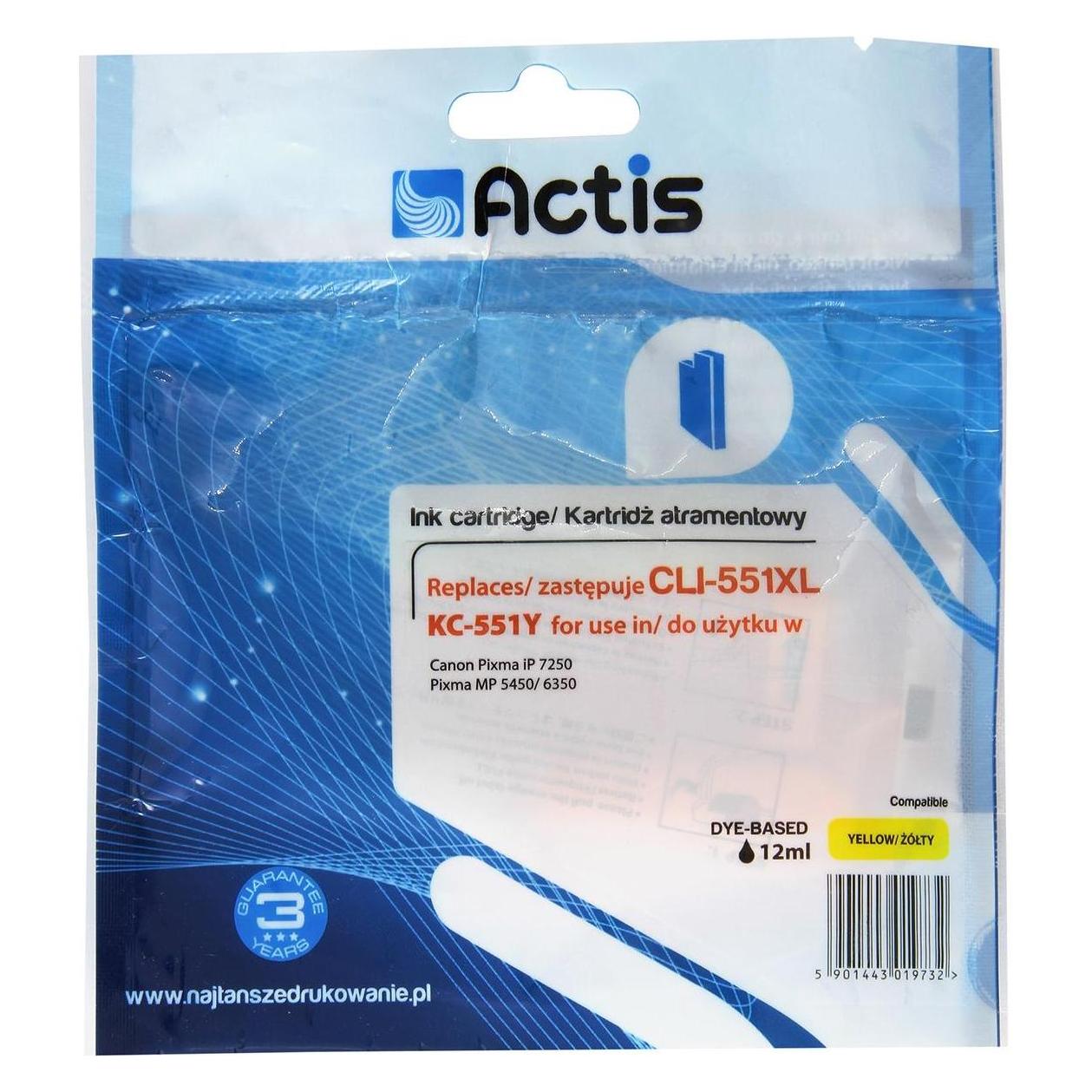 Factis KC-551Y ink cartridge for Canon CLI-551Y with chip  - Tintenpatrone (Y) (KC-551Y)
