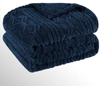 Home City, Inc. Arctic Boho Blanket, Twin, Navy