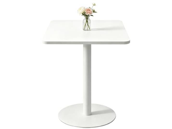 Yopappol Quadratischer Weißer Tisch Mit Hoher Tischplatte Für Den Außenbereich, Rostfreier Café-Tisch Mit Sockel, Tragbare Kleine Bistrotische Für Gartenterrasse, Hinterhof-Lounge(60x60x73cm)
