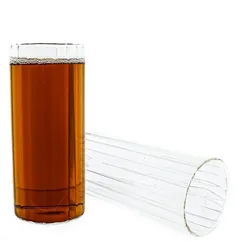 Mulex Glas Stripe Riffel Glas, Glas, Hitzebeständig 400ml 4-Teilig