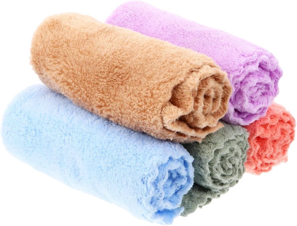 Set van 10 zachte baby handdoeken en washandjes van coral fleece, assorti kleuren