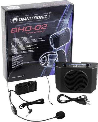 Omnitronic BHD-02 Mobiler PA Lautsprecher 50cm 2 Zoll batteriebetrieben 1St.