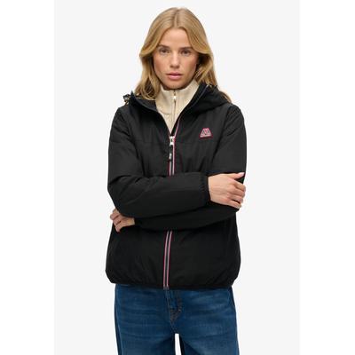 Outdoorjacke SUPERDRY "ESSENTIAL TRI WINDBREAKER JKT", Damen, Gr. XL, schwarz, Web, Obermaterial: 100% Polyester, unifarben, loose fit normal, Jacken Outdoorjacke, Loose Fit, mit hochschließendem Kragen, aus Polyester