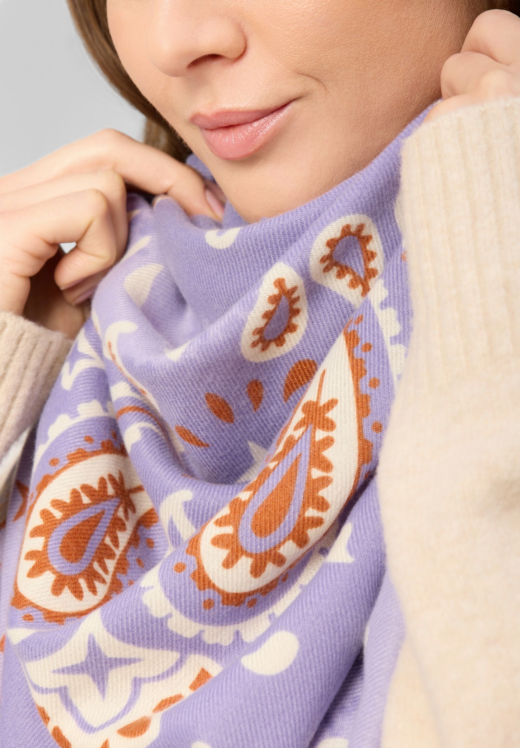Modetuch CODELLO "Codello Tuch", Damen, lila, Obermaterial: 100% Polyester PES., Paisley, Modetücher, mit Paisley-Muster