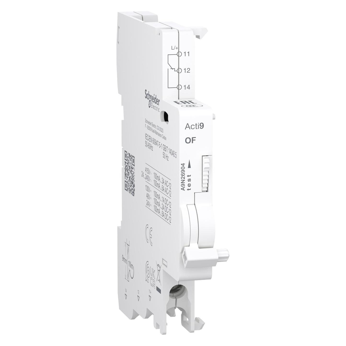 Schneider Electric Hilfsschalter, Acti9, OF 1OC, 100mA - 6A, AC/DC, Anschluss unten A9N26904 (A9N26904)