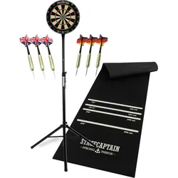 Stagecaptain DBS-1715 BullsEye Pro Dartscheibe + Ständer und Matte Set Schwarz