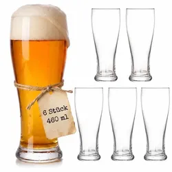 Relaxdays Bierglas 6er Set Transparent