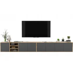 TV-LOWBOARD 2er-Set Apollo Wotan Eiche / Graphit matt 300 cm