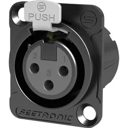 Seetronic XLR 3P Chassis - female Silberkontakte - schwarzes Gehäuse