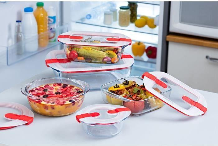 Pyrex Cook & Heat Set van 5 glazen vershoudbakjes met stoomventiel, geschikt voor de magnetron en hittebestendig