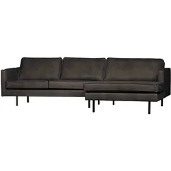 Ecksofa Rodeo Lederoptik, moderne Chaiselongue rechts, schwarz, komfortabel gepolstert