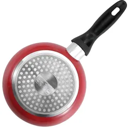 Cheffinger Bratpfannentrio 20 / 24 / 28 cm Marmorbeschichtet mit Softgrip-Griff, Pfannenset + Topfset, Rot
