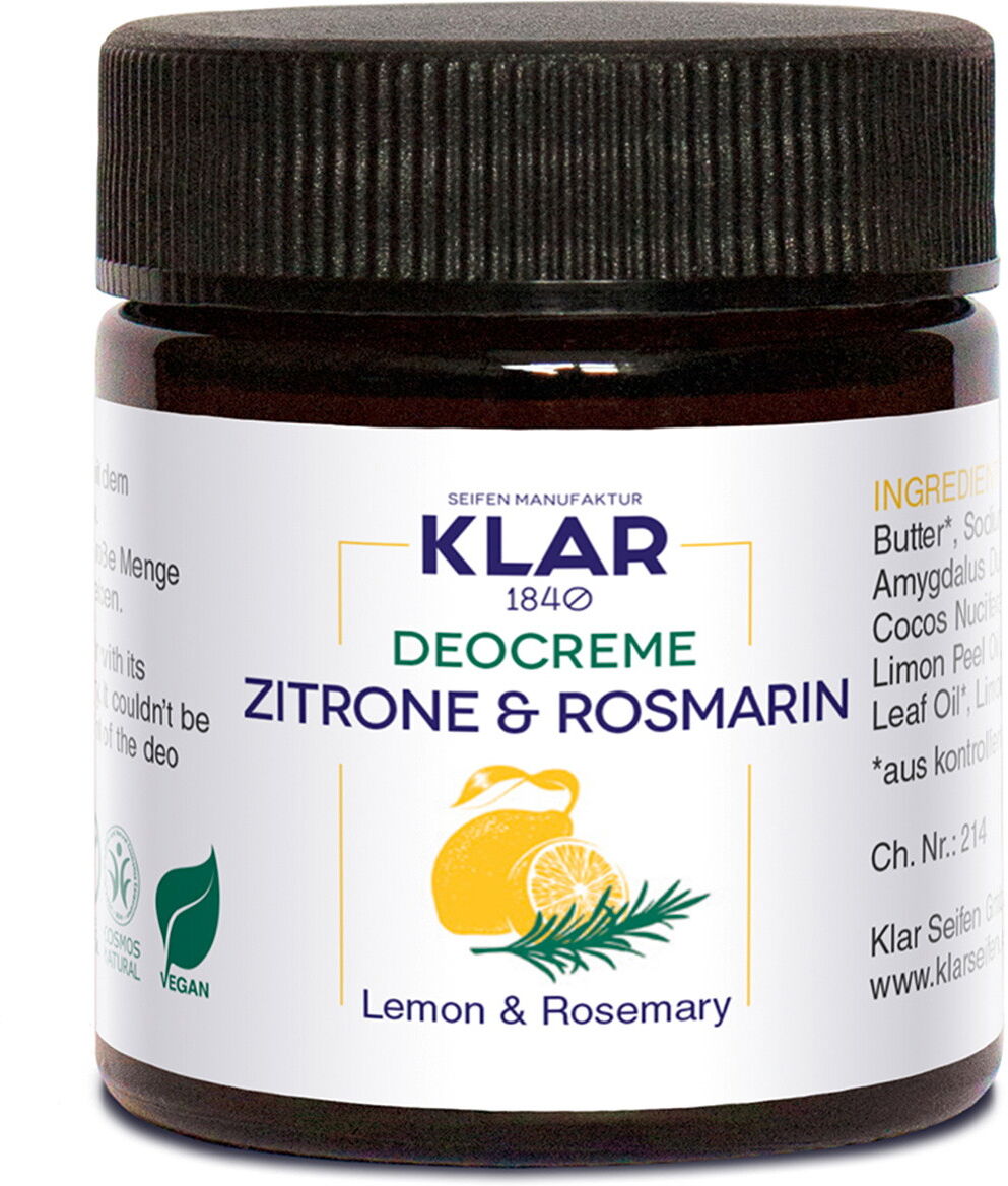 30ml KLAR Deocreme Zitrone & Rosmarin