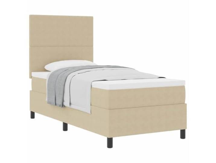 KTHLBRH Boxspringbett Hellgrau und Weiß 100 x 200 cm Kopfteil verstellbar, Taschenfedern, Rahmen aus Holz, Traglast 140 kg