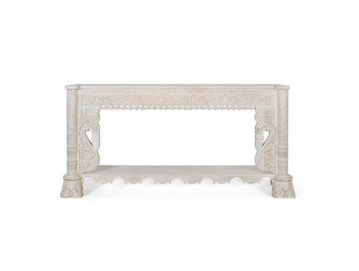 Console en bois manguier blanc vieilli