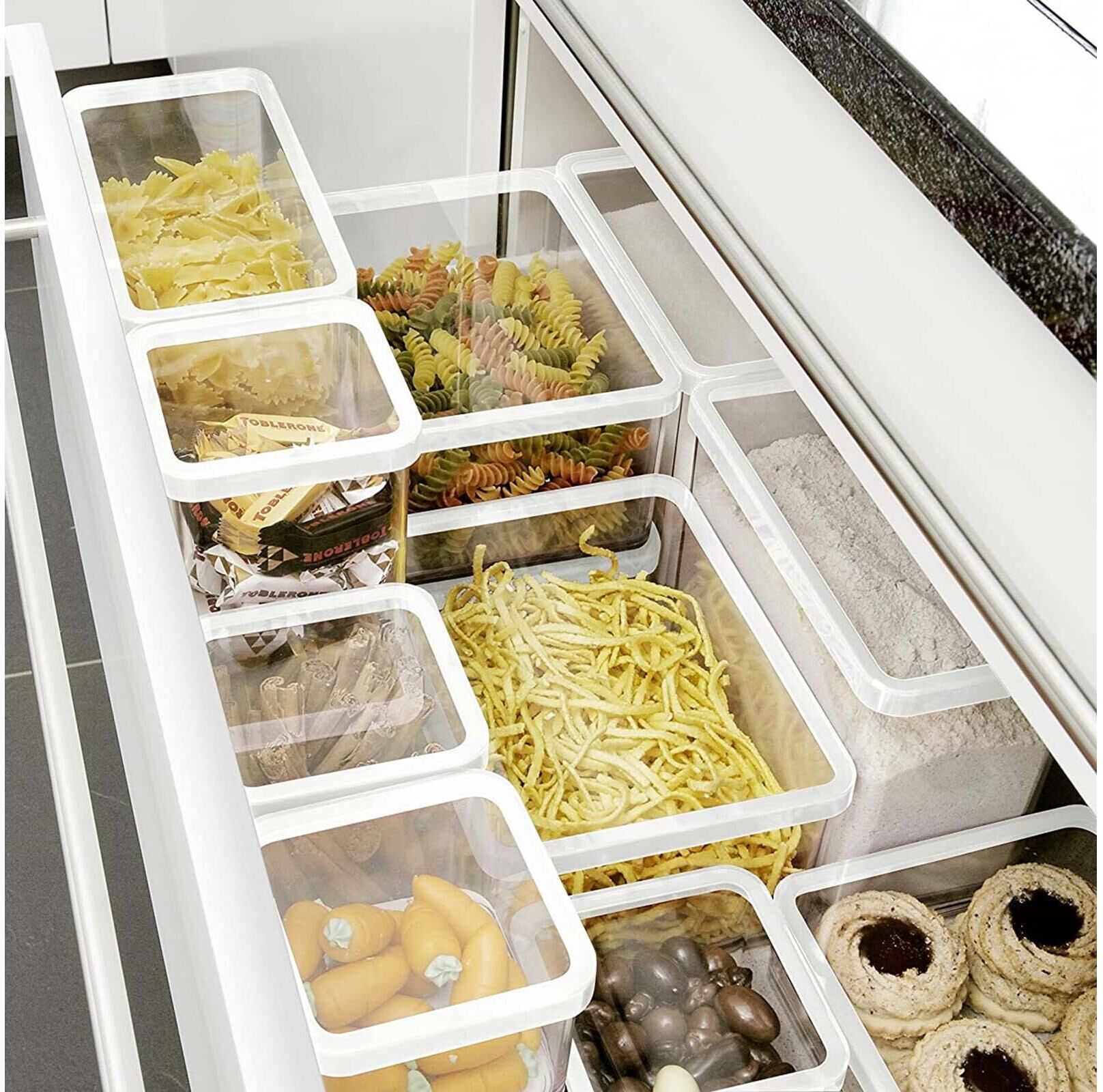 Vorratsdose ROTHO "Loft 5-teilig, 45326 l, Transparent/Weiss", weiss (transparent, weiß), Kunststoff, Lebensmittelaufbewahrungsbehälter, Vorratsdose transparent, weiß Einheitsgröße