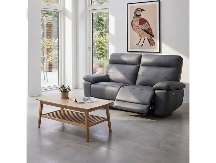 2-Sitzer Ledersofa Sao Paulo - Echtleder Grau, 167 cm