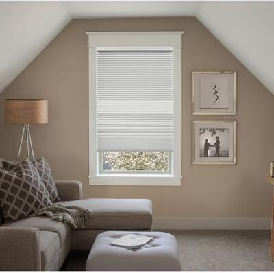 "BlindsAvenue Custom 3/4"" Pleat, Cordless Cellular Shades, Color Almost White, Blackout Fabric"