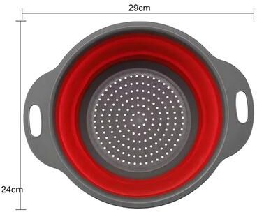 Uplift Treasures Silicone Collapsible Round Colander Drain Basket 1 X Red Large
