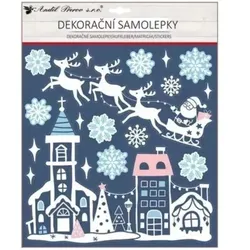 Weihnachtsmann in der Stadt Glanzdekoraufkleber - 30 x 38