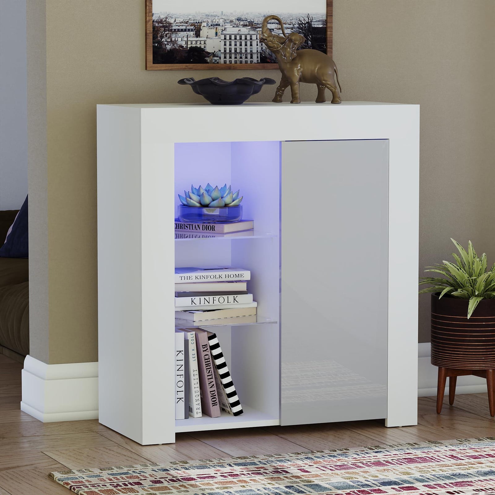 Dripio Moderne Ladenkast met Geïntegreerde Verlichting voor de Woonkamer