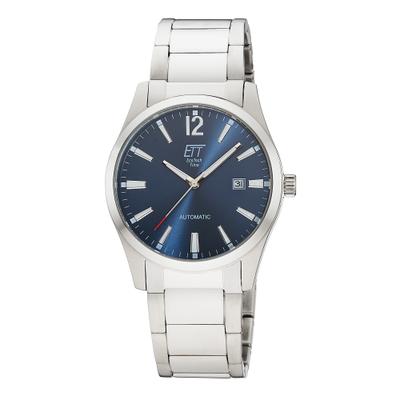 Automatikuhr ETT "Motion Drive", blau (silberfarben, blau, blau), Armbanduhren, Herren, silberfarben, Automatikuhr, Armbanduhr, Herrenuhr, Mechanische Uhr, Edelstahlarmband, analog, Tag