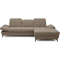 ECKSOFA FELICE R-S Braun Geflochtener Stoff mit Schlaffunktion