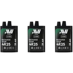 Bundle 3 x AVIakku Blockbatterie 4R25 / 25 Ah für Warnleuchten