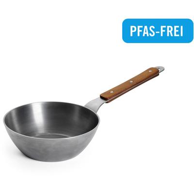 Schmorpfanne WOLL "Woll Carbon Steel Hochrandpfanne", silber (silberfarben), B:20cm H:7cm L:44cm Ø:20cm, Pfannen, Schmorpfanne, natürlicher Antihafteffekt nach dem Einbrennen
