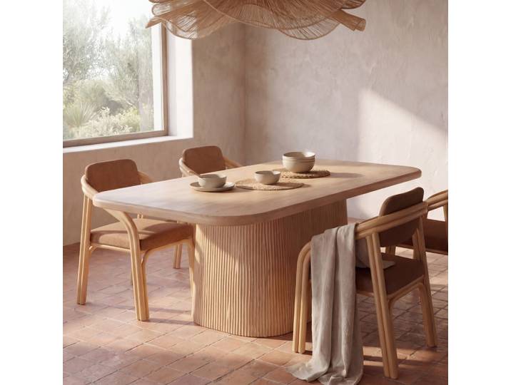 Rechteckiger Esstisch aus hellem Mangoholz, L 240 cm