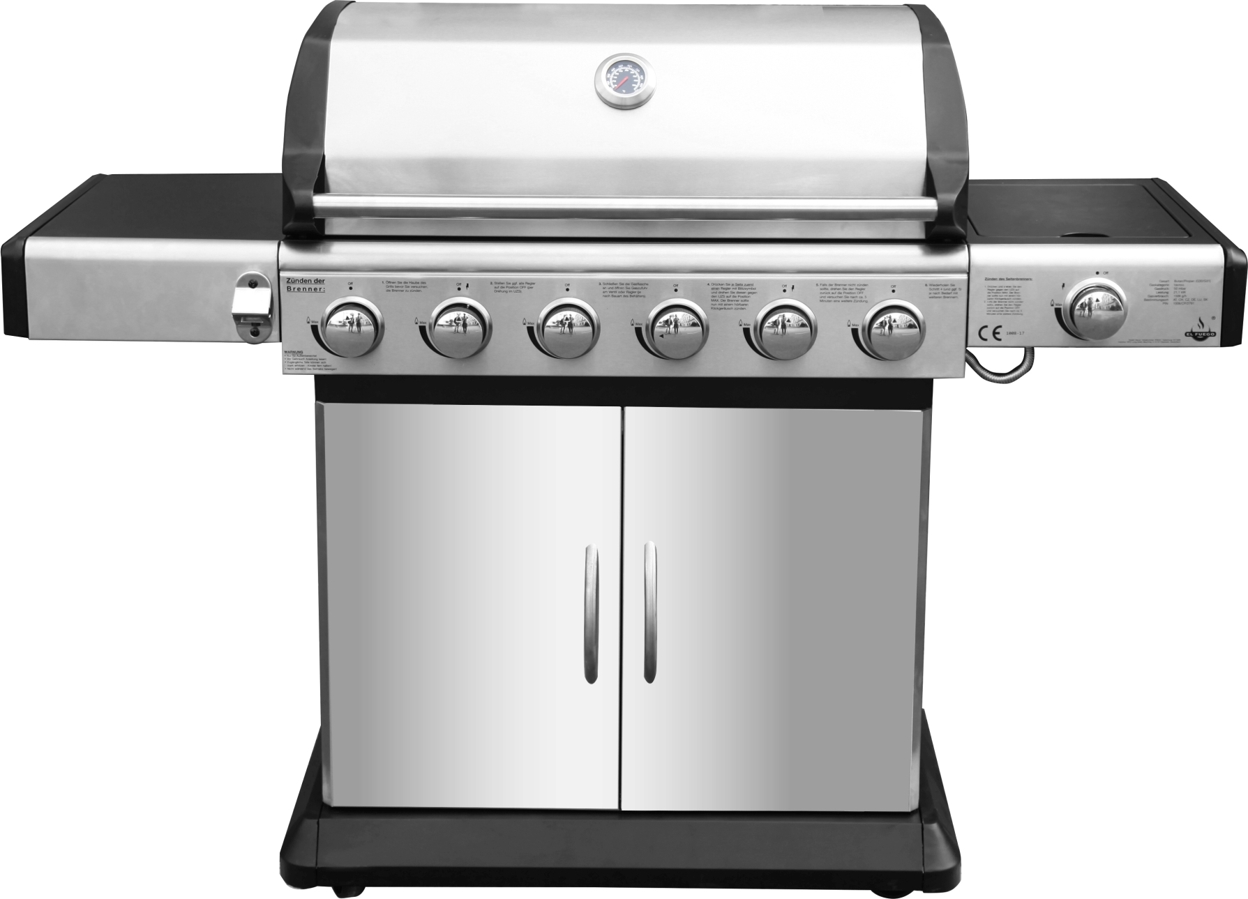 El Fuego Gasgrill / Grillwagen Deluxe 6+1 Brenner Grillfläche 80x41cm