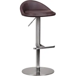 BARHOCKER Höhenverstellbar Edelstahl Halbrunde Rückenlehne DONAU, Braun 43x43x90 cm