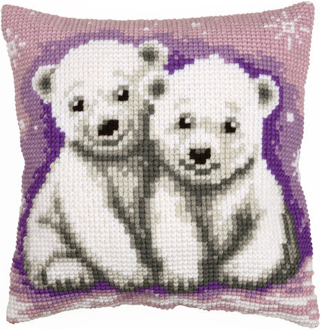 Kreuzstichkissen "2 kleine Eisbären"