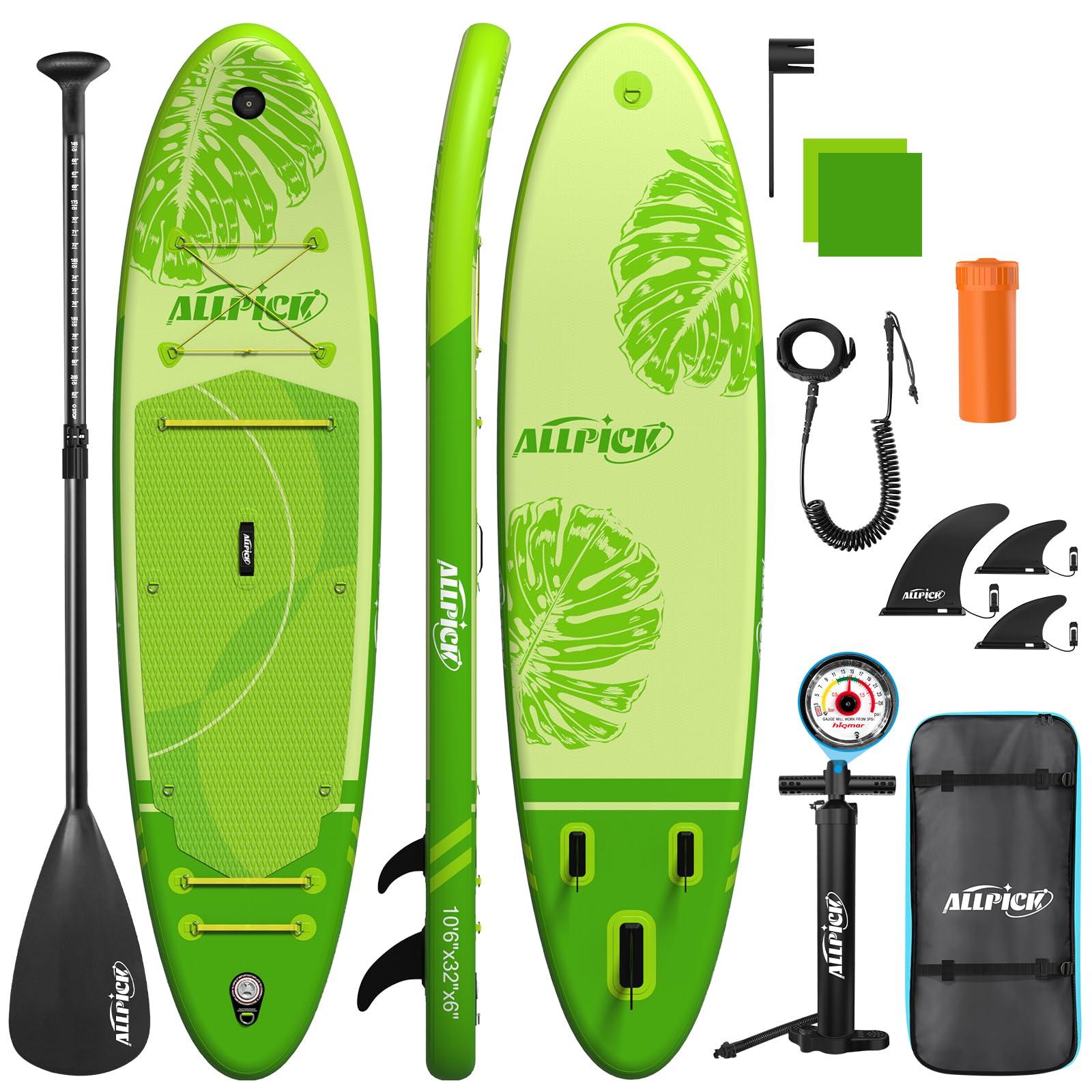 Aufblasbares SUP-Board-Set, 320x80x15 cm, Limonengrün, 200 kg