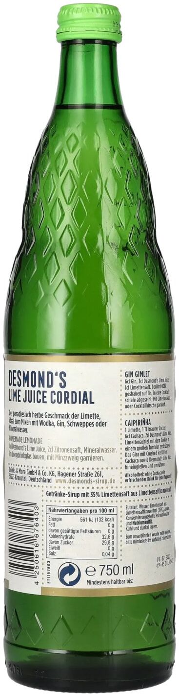 Desmond's Lime Juice Cordial 0,75l