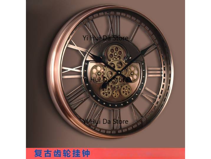Nouvelle horloge murale européenne en métal, style rétro américain, décoration de salon, horloge créative à quartz avec aiguilles.