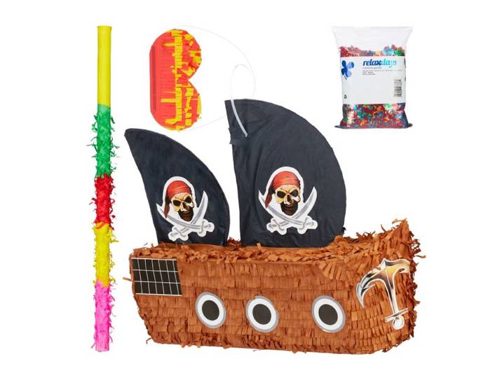 Relaxdays 4-tlg. Pinata Set Piratenschiff