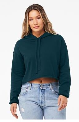 Bella + Canvas B7502 Women's Crop Fleece Hoodie Sweatshirt in Atlantic size Small 7502, BC7502