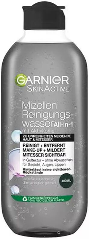 Garnier - SkinActive Mizellen-Reinigungswasser mit Aktivkohle und Salicylsäure gegen Unreinheiten und Mitesser, 400 ml