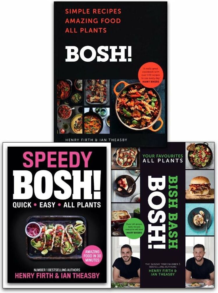 HARPERCOLLINS BOSH! Series 3 Book Set – Simple Recipes, BISH BASH BOSH & Speedy BOSH Vegan Cookbook Collection