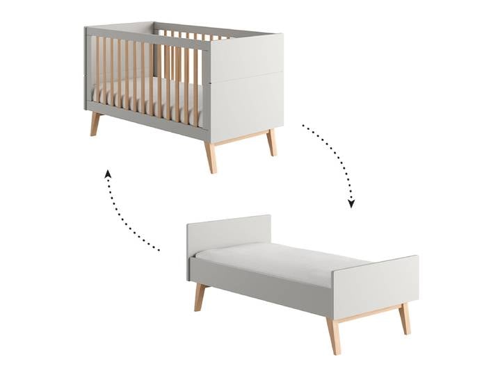 Lit évolutif 70x140 Pinio Swing Gris et bois