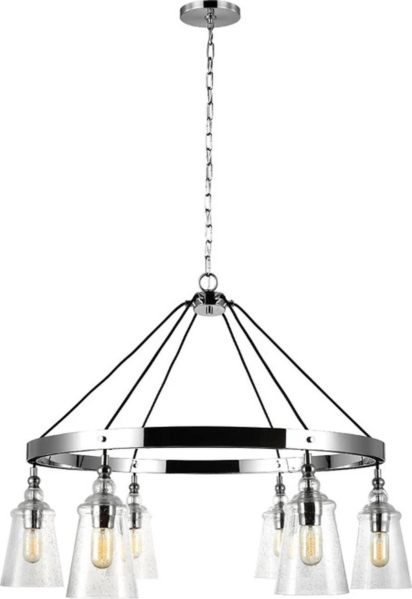 Feiss LED Kroonluchter Chrome met Glazen Elementen