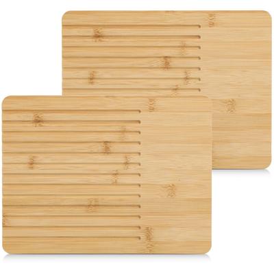Schneidebrett ZELLER PRESENT "Brot-Schneidebrett, 2-tlg., Bambus", braun (hellbraun), B:25cm H:1,2cm L:33cm, Bambus, Schneidebretter, pflegeleicht, flexibel, handlich