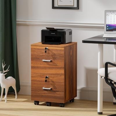 VINGLI 2 Drawer Wood File Cabinet, Lock Mobile Cabinet