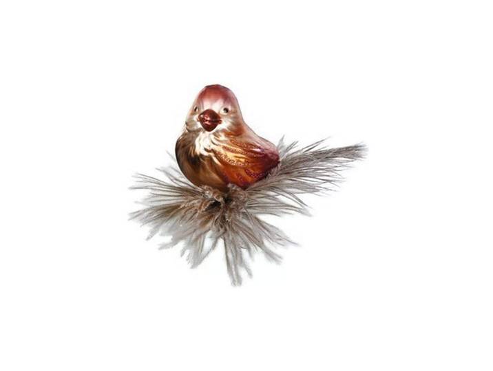 Weihnachtsbaumkugel INGE-GLAS Fipsi Vogel 7 cm , braun, H:7cm, Glas, Weihnachtsbaumkugeln, Weihnachtsbaumkugel