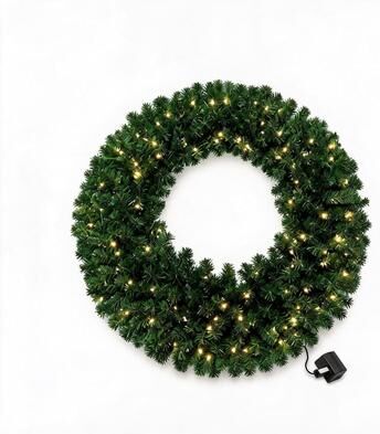 YUN Pre Lit Christmas Wreath with LED Lights for Holiday Decor