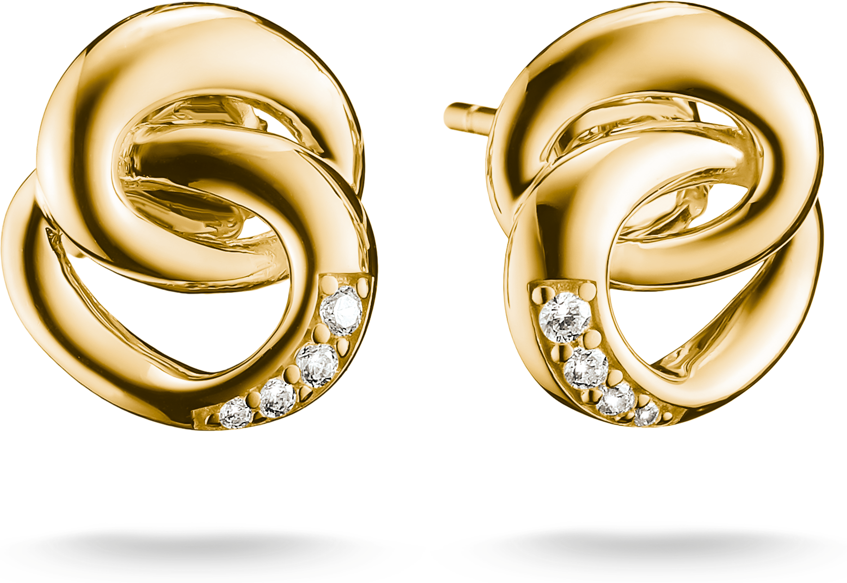 Paar Ohrstecker THOMAS SABO "Together Ohrstecker gelbgoldfarben", gelbgoldfarben, kristallweiß, kristallweiß, Ohrringe, Damen, Metall, mit Zirkonia (synth.)