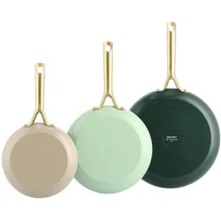 Greenpan CC009018001, Pfannenset + Topfset, Mehrfarbig, Beige, Grün